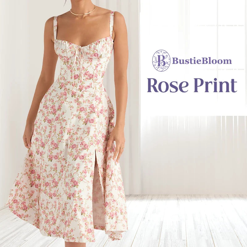 BustieBloom - LAST DAY SALE 75% OFF - Floral Print Bustier Sundress