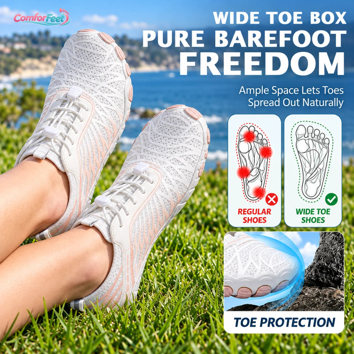 ComforFeet - Orthopedic Wide Toe Box Natural Fit Barefoot Shoes