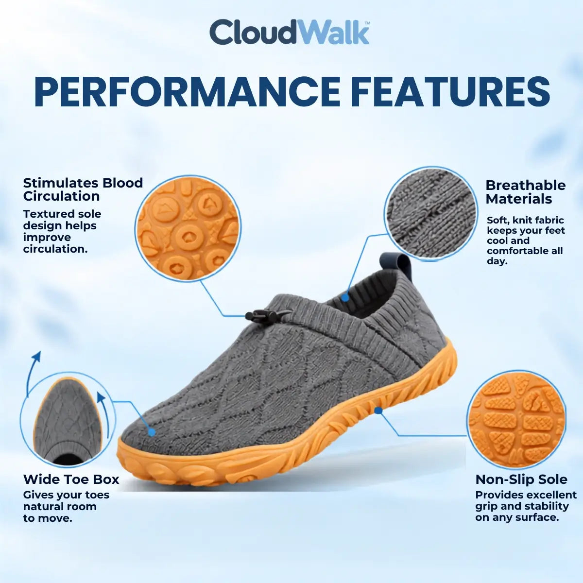 CloudWalk - Orthopedic Slip-On Pain Free Walking Barefoot Shoes