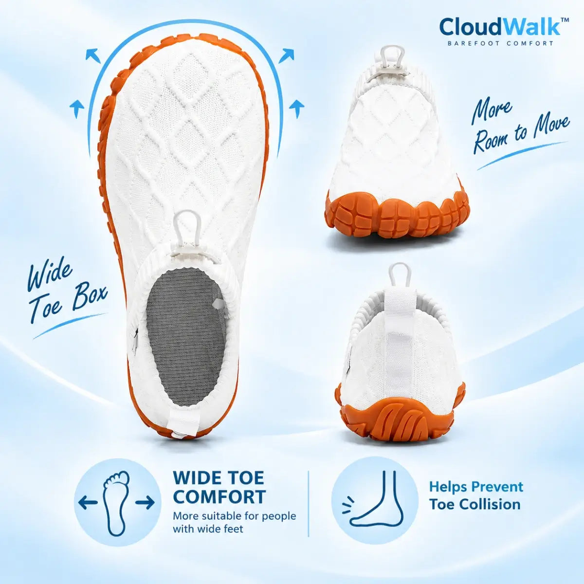 CloudWalk - Orthopedic Slip-On Pain Free Walking Barefoot Shoes