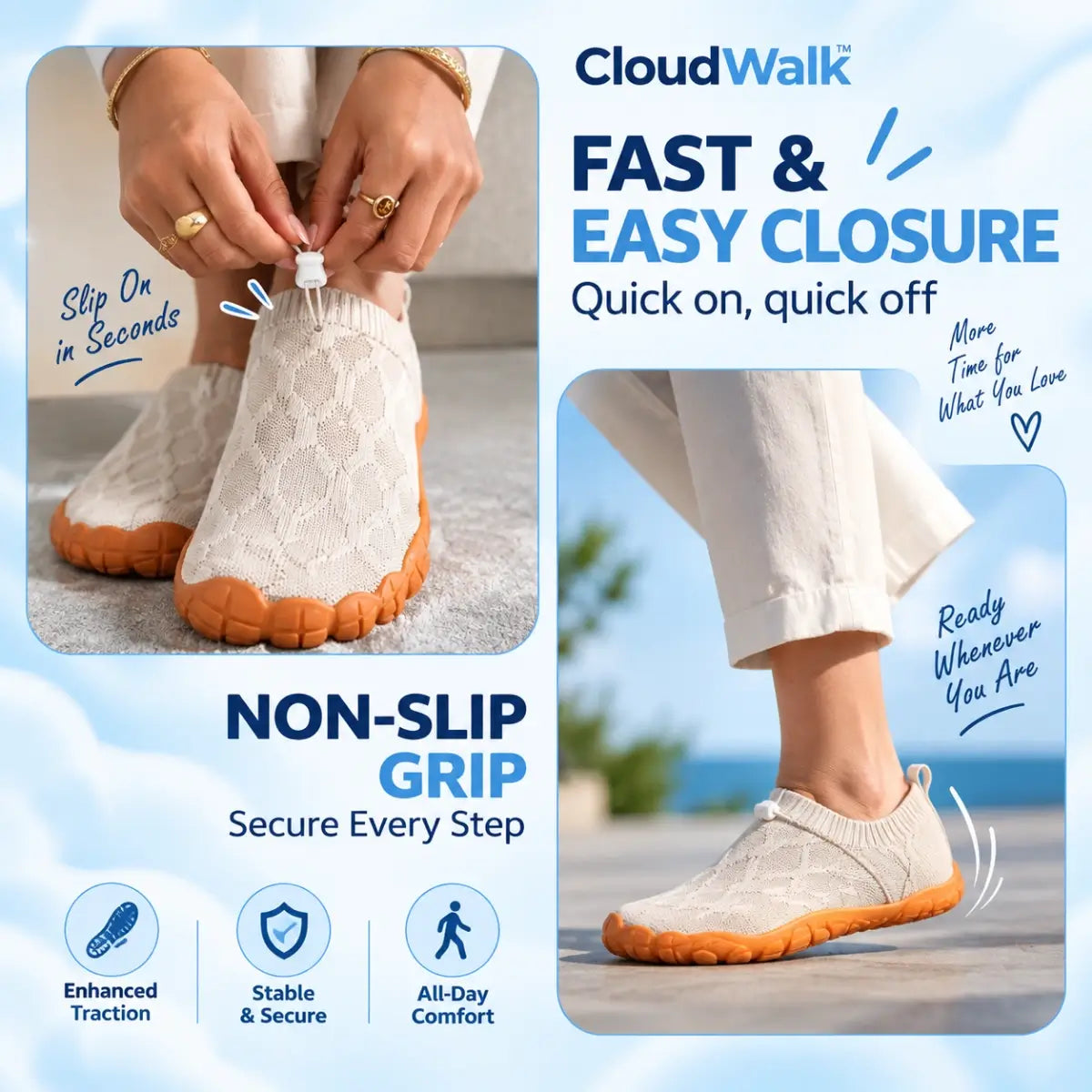 CloudWalk - Orthopedic Slip-On Pain Free Walking Barefoot Shoes