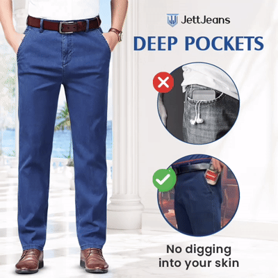 JettJeans - Men's Classic Straight Fit Stretch Jeans