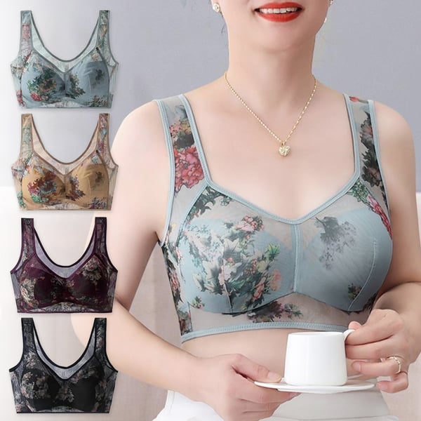 Ultra-Thin Silk Lace Bra - Lace Buttonless Comfortable Bra