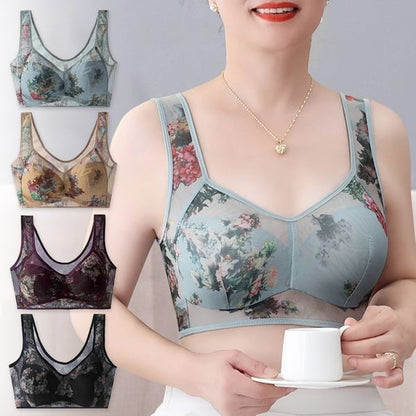 Ultra-Thin Silk Lace Bra - Lace Buttonless Comfortable Bra