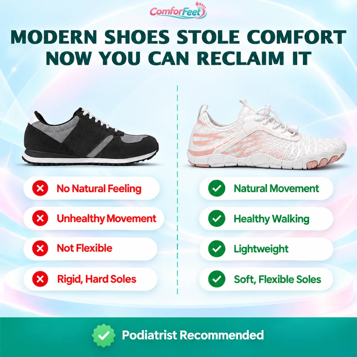 ComforFeet - Orthopedic Wide Toe Box Natural Fit Barefoot Shoes