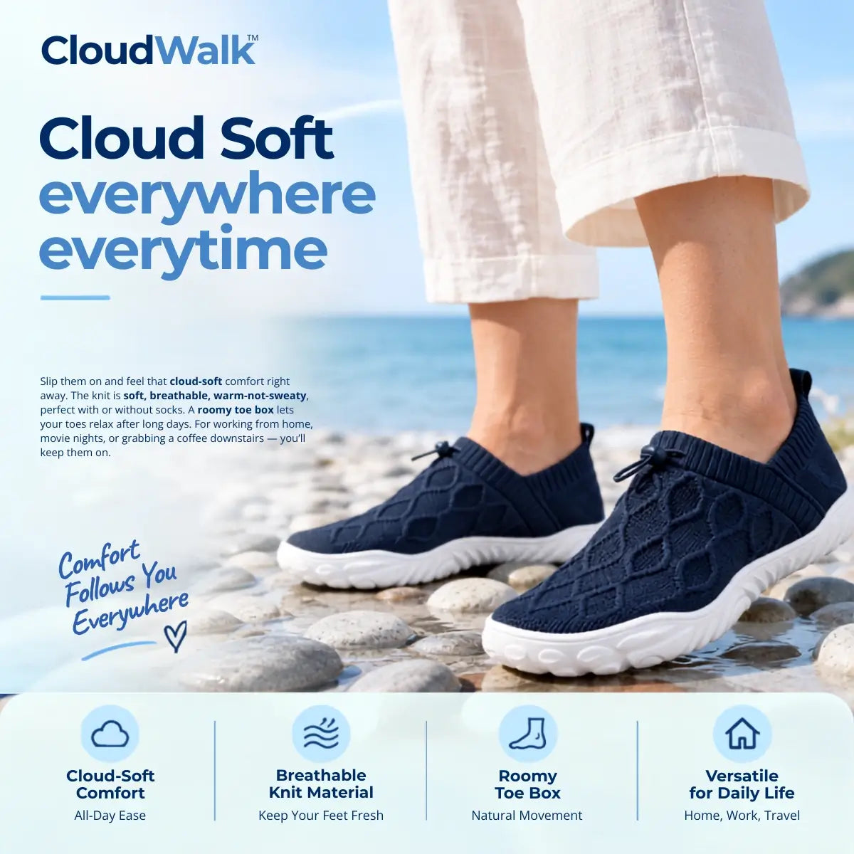 CloudWalk - Orthopedic Slip-On Pain Free Walking Barefoot Shoes