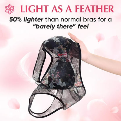 Ultra-Thin Silk Lace Bra - Lace Buttonless Comfortable Bra